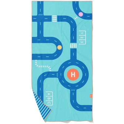 Serviette de plage 2 en 1 Circuit Bleu (140 x 70 cm) Quut