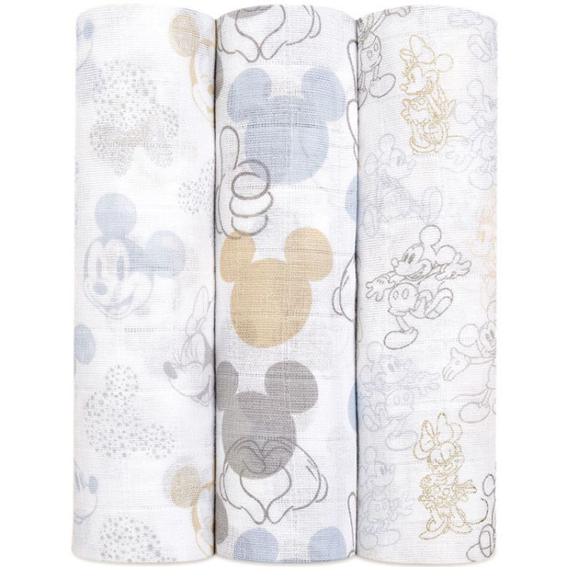 Lot de 3 maxi langes Mickey + Minnie (120 x 120 cm) aden + anais