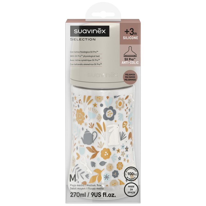 Biberon tétine SXPro M Wonderland Beige (270Ml) Suavinex Packaging 9
