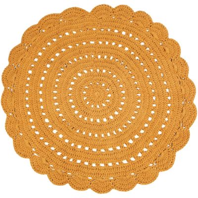 Tapis lavable rond Alma crochet mangue (120 cm)