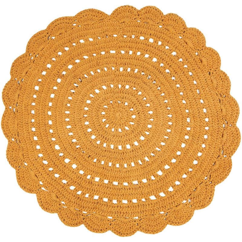 Tapis lavable rond Alma crochet mangue (120 cm) Nattiot