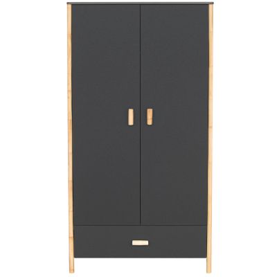 Armoire 2 portes + 1 tiroir Océane gris ardoise Théo