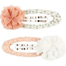 Lot de 2 barrettes pompons Sylvi blanc et corail  par Souza For Kids