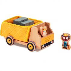 Camion benne et figurines en bois