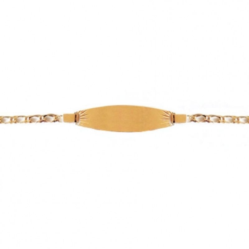 Gourmette bébé plaque tonneau maille claire (or jaune 750°) Premiers Bijoux