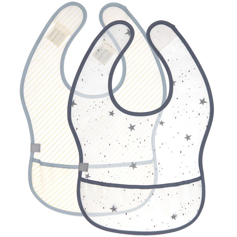 Lot de 2 bavoirs plastifiés avec poche More Magic bleu Lässig