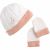 Variation Blanc, rose du produit Ensemble bonnet et moufles de naissance Petit Cœur de la marque Sauthon