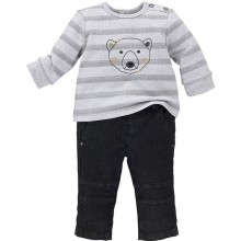 Ensemble tee-shirt manches longues et pantalon Free and Wild noir ours (12 mois : 74 cm)  par Sucre d'orge