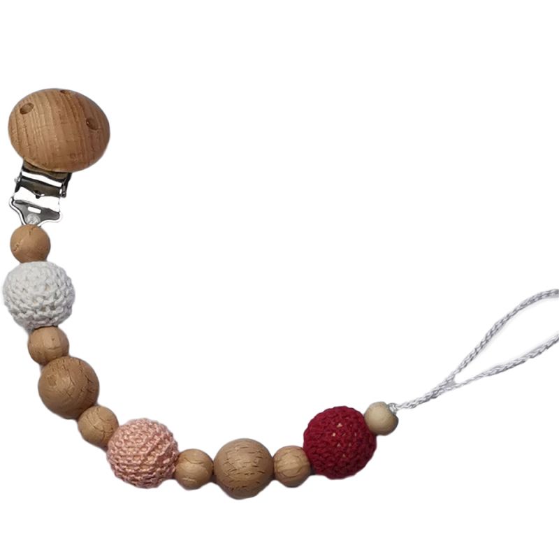 Attache sucette en bois Yoyo rose Tata Lucette