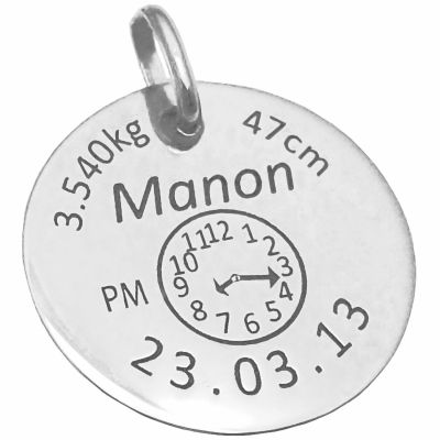 Médaille de naissance personnalisable (argent 925°) Alomi
