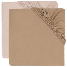 Lot de 2 draps housses en jersey Wild Rose-Biscuit (40 x 80 cm) - Jollein