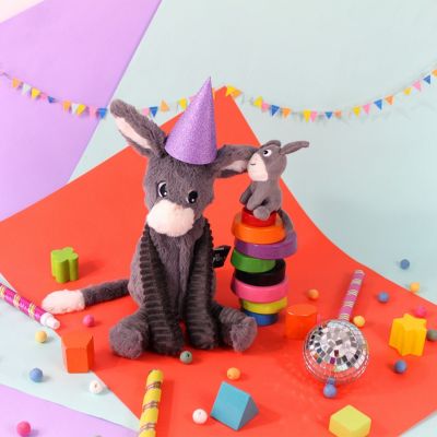 Peluche Poitou maman et bébé Les Ptipotos Gris (35 cm)