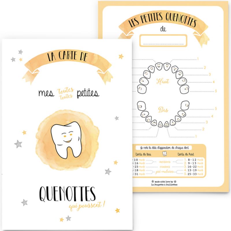 Carte à remplir Mes toutes petites quenottes (10 x 15 cm) La Poupette à paillettes