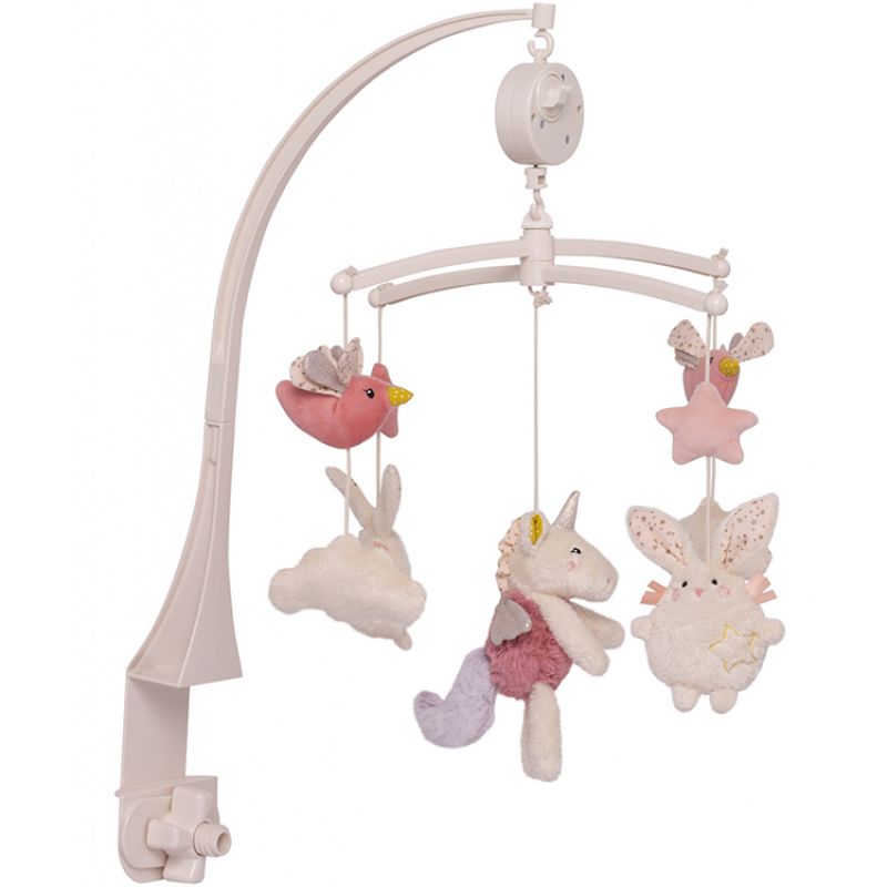 Mobile musical rose Lilou et Perlin Galipette