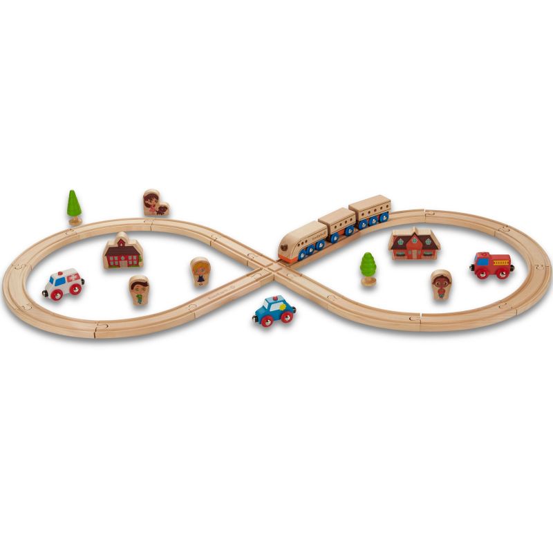 Set de train en bois - circuit forme 8 EverEarth
