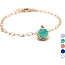 Bracelet femme petite pierre fine chaîne mailles allongées plaqué or (personnalisable)  par Petits trésors