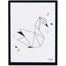 Affiche encadrée géométrique cygne Origami play by Claudia Soria (30 x 40 cm)  par Lilipinso