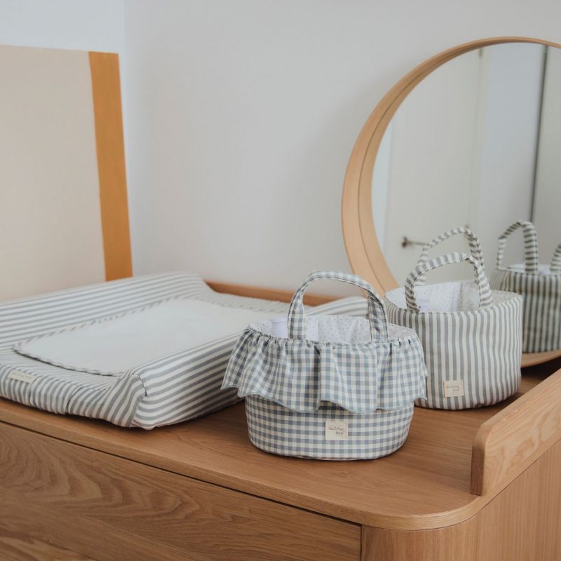 Panier de rangement Praliné Vichy Matcha Walking Mum Ambiance 4