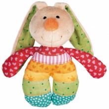 Doudou hochet lapin Rainbow Rabbit (15 cm)  par Sigikid