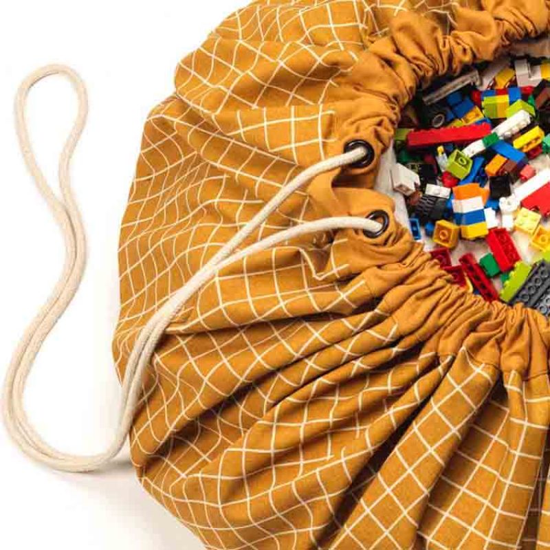 Sac à jouets 2 en 1 Noomad Original Organic Grid Mustard Play&Go Produit 4