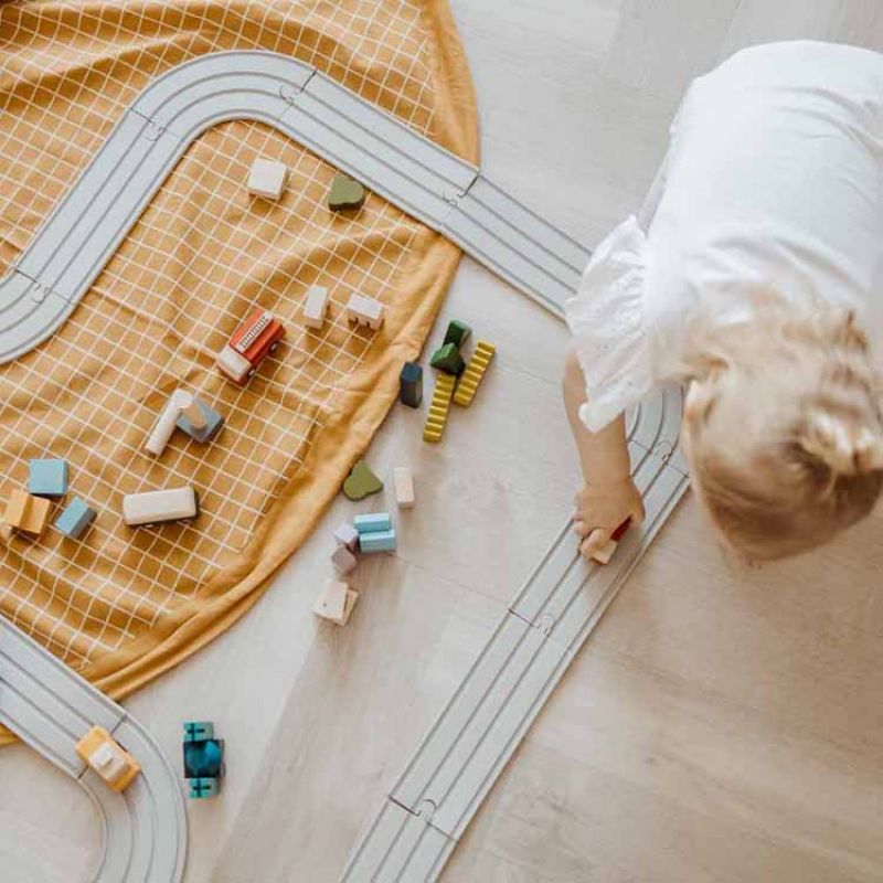 Sac à jouets 2 en 1 Noomad Original Organic Grid Mustard Play&Go Ambiance 6