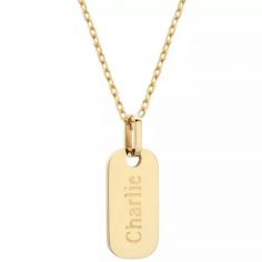 Collier chaîne Petite plaque personnalisable (plaqué or)