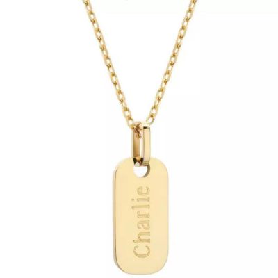 Collier chaîne Petite plaque personnalisable (plaqué or) Petits trésors