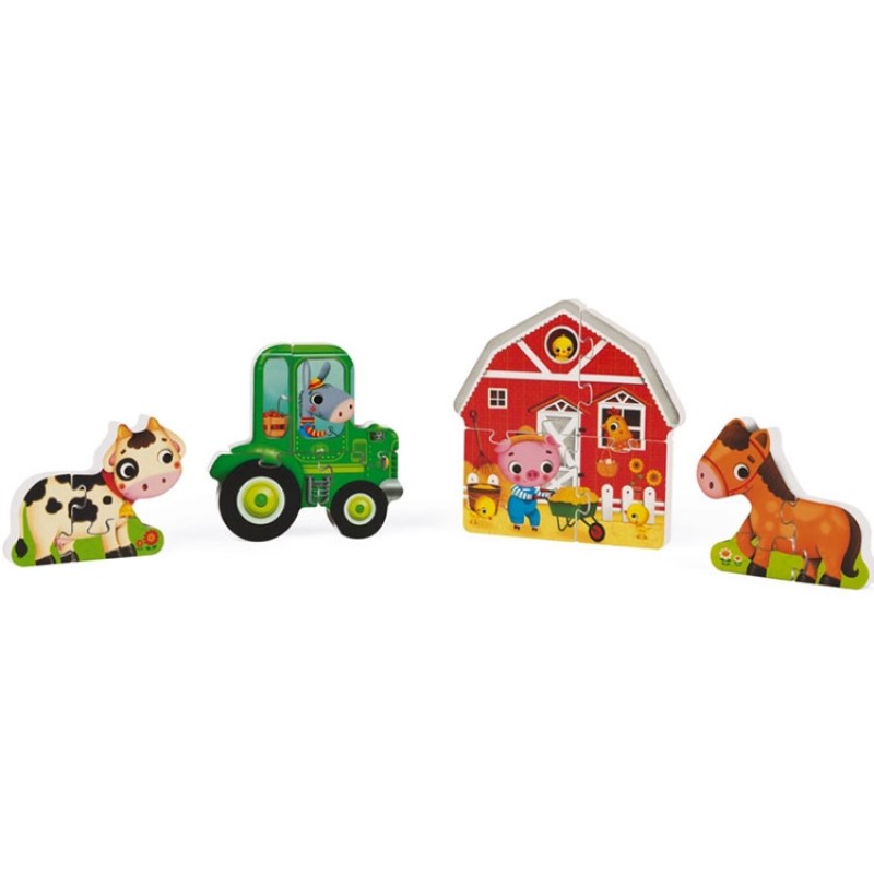 Lot de 4 puzzles verticaux Ferme Janod