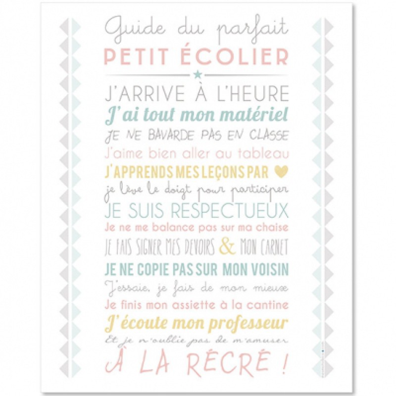 Affiche à encadrer Petit écolier fond blanc (40 x 50 cm) Mes Mots Déco