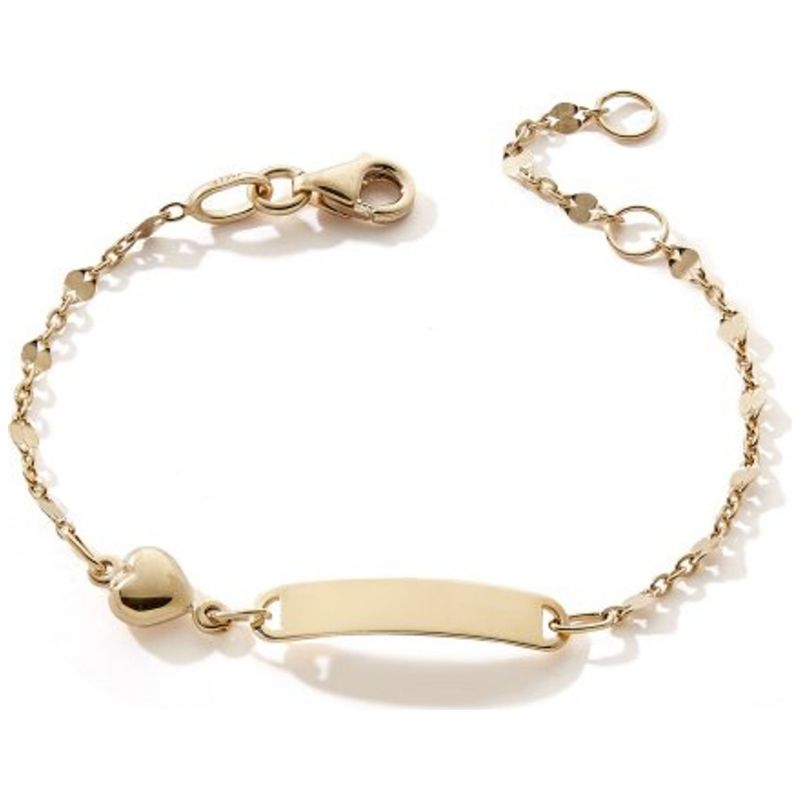 Gourmette rectangle Cœur (or jaune 375°) Baby bijoux Produit 1