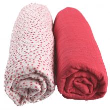 Lot de 2 draps housses coton bio Amy & Zoé chien rose (60 x 120 cm)  par Noukie's