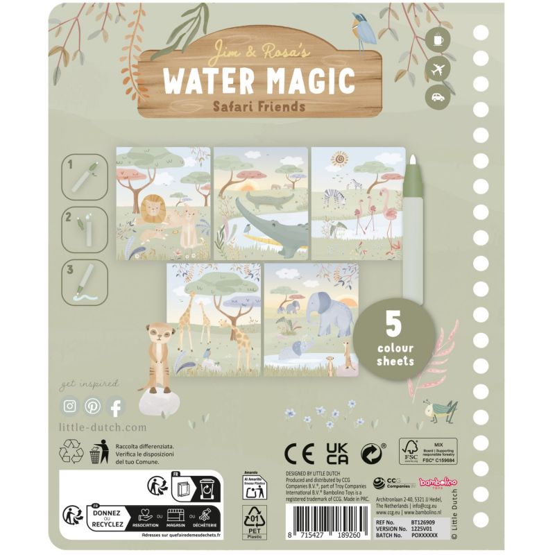 Cahier de coloriage à l'eau Rosa Safari Friends Little Dutch Produit 4