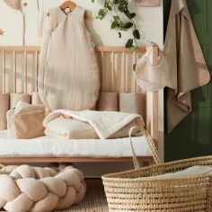 Couverture polaire double gaze de coton biscuit (70 x 100 cm)