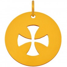 Médaille Signes Croix égale bélière 16 mm (or jaune 750°)  par Maison La Couronne
