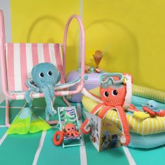 Peluche Filou maman et bébé Les Ptipotos Corail (50 cm)