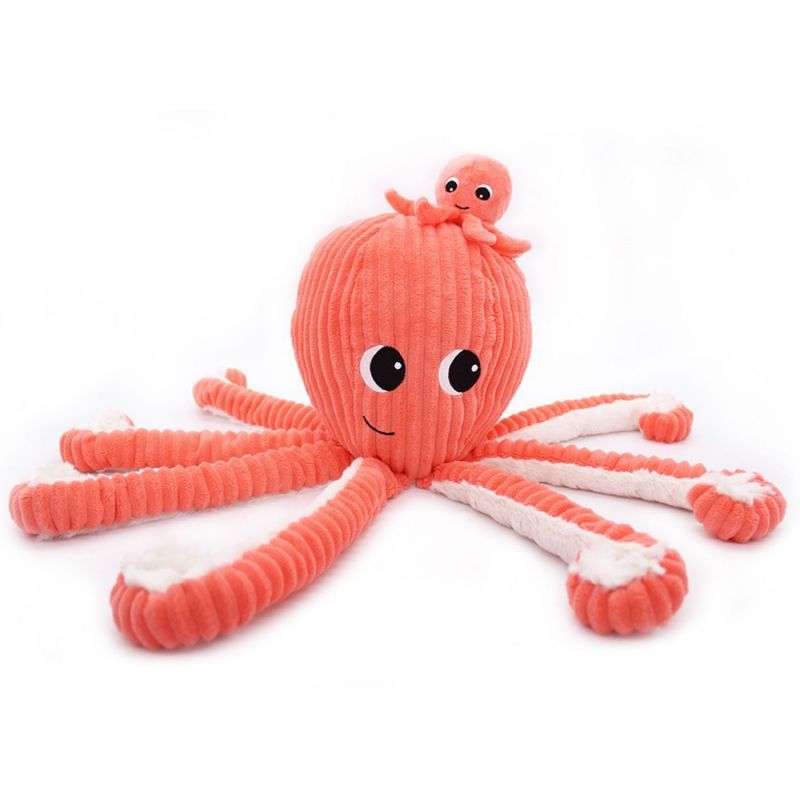 Peluche Pieuvre maman et bébé Les Ptipotos Corail (50 cm) Les Déglingos Produit 1