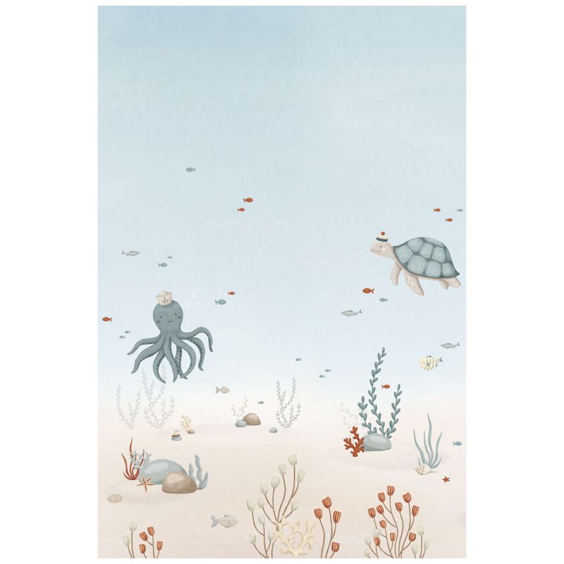 Papier peint panoramique Fonds marins pieuvre et tortue (2m x 3m) Lilipinso Produit 1