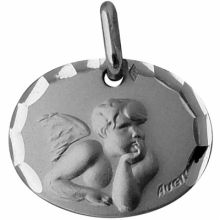 Médaille ovale Ange (or blanc 375°)  par Maison Augis