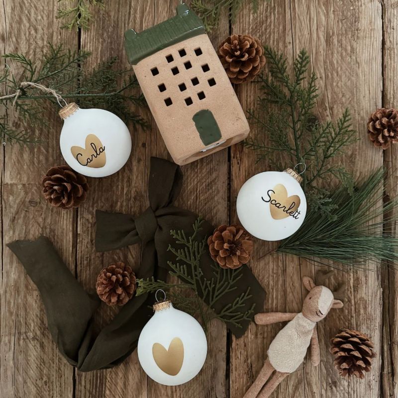 Boule de Noël Coeur doré (personnalisable) Baubels Ambiance 2