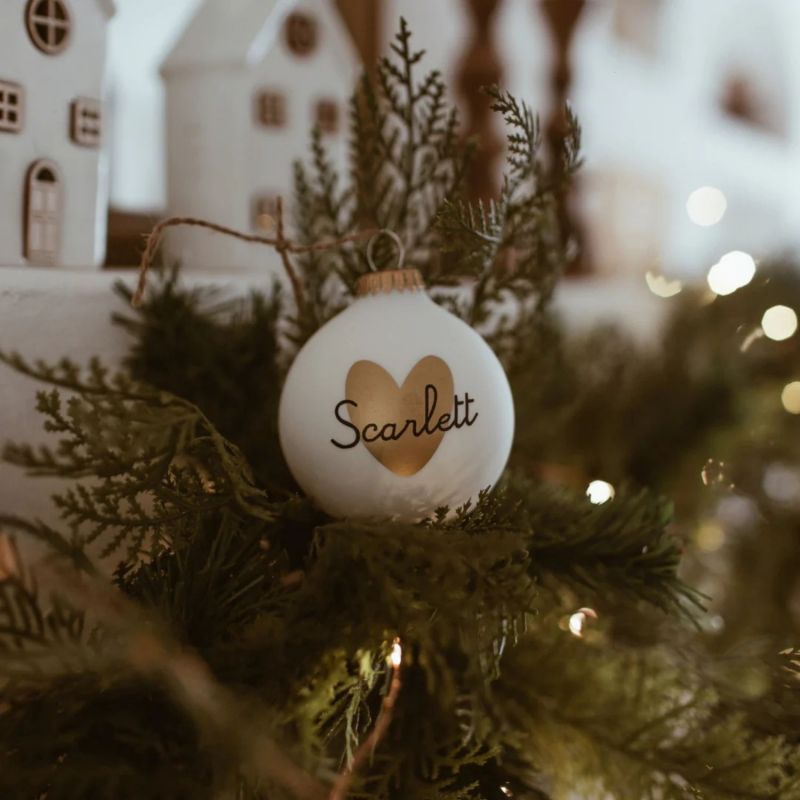 Boule de Noël Coeur doré (personnalisable) Baubels Ambiance 5