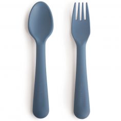 Cuillère et fourchette Twilight Blue - Mushie