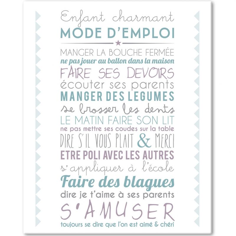 Tableau Enfant Charmant blanc (33 x 41 cm) Mes Mots Déco