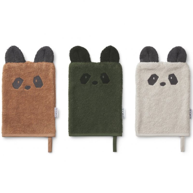 Lot de 3 gants de toilette Sylvester Panda mix Liewood