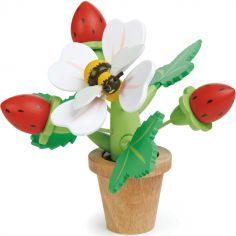 Pot de fleur avec fraises en bois