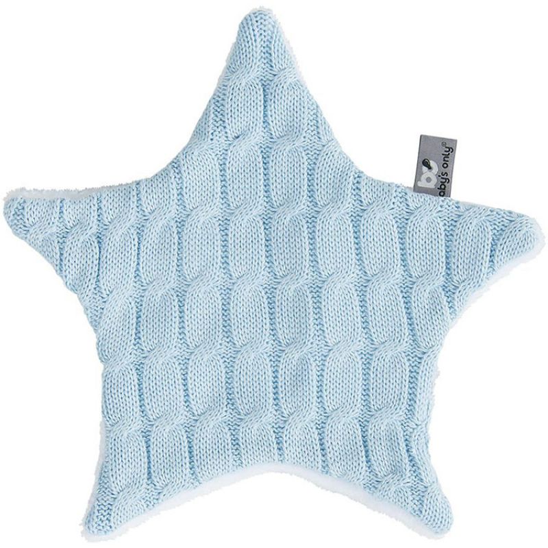Doudou plat étoile Cable Uni bleu ciel (30 cm) Baby's Only