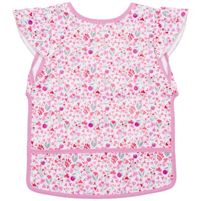 Bavoir intégral en tissu imperméable souple liberty rose et framboise