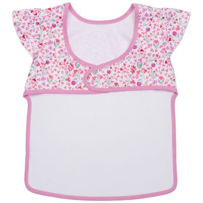 Bavoir intégral en tissu imperméable souple liberty rose et framboise