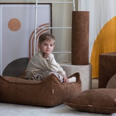 Pouf Ottoman Square Toffee velours côtelé