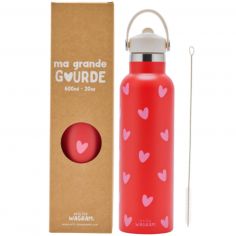 Gourde isotherme Coeurs Roses (600 ml) - Atelier Wagram