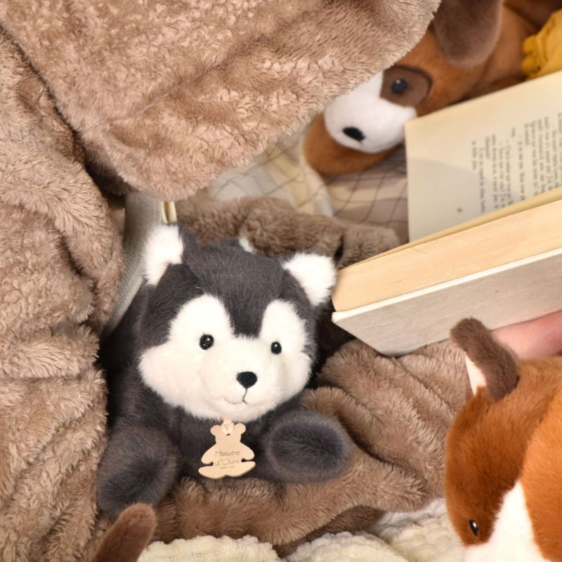 Peluche LES P'TITS RELAX Loup gris (22 cm) Histoire d'Ours Ambiance 2